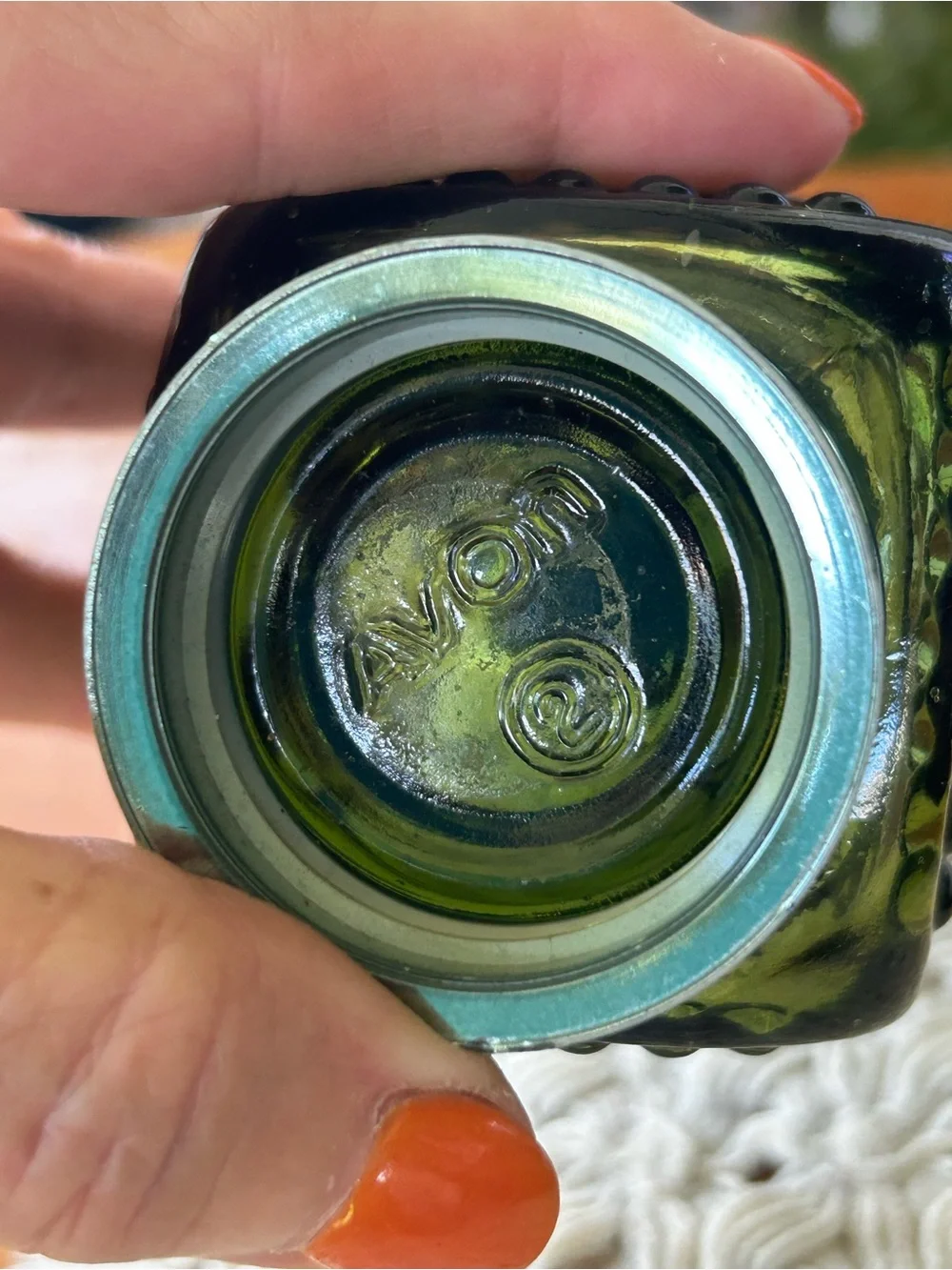 Vintage Avon Green Glass Whale Oil Lantern